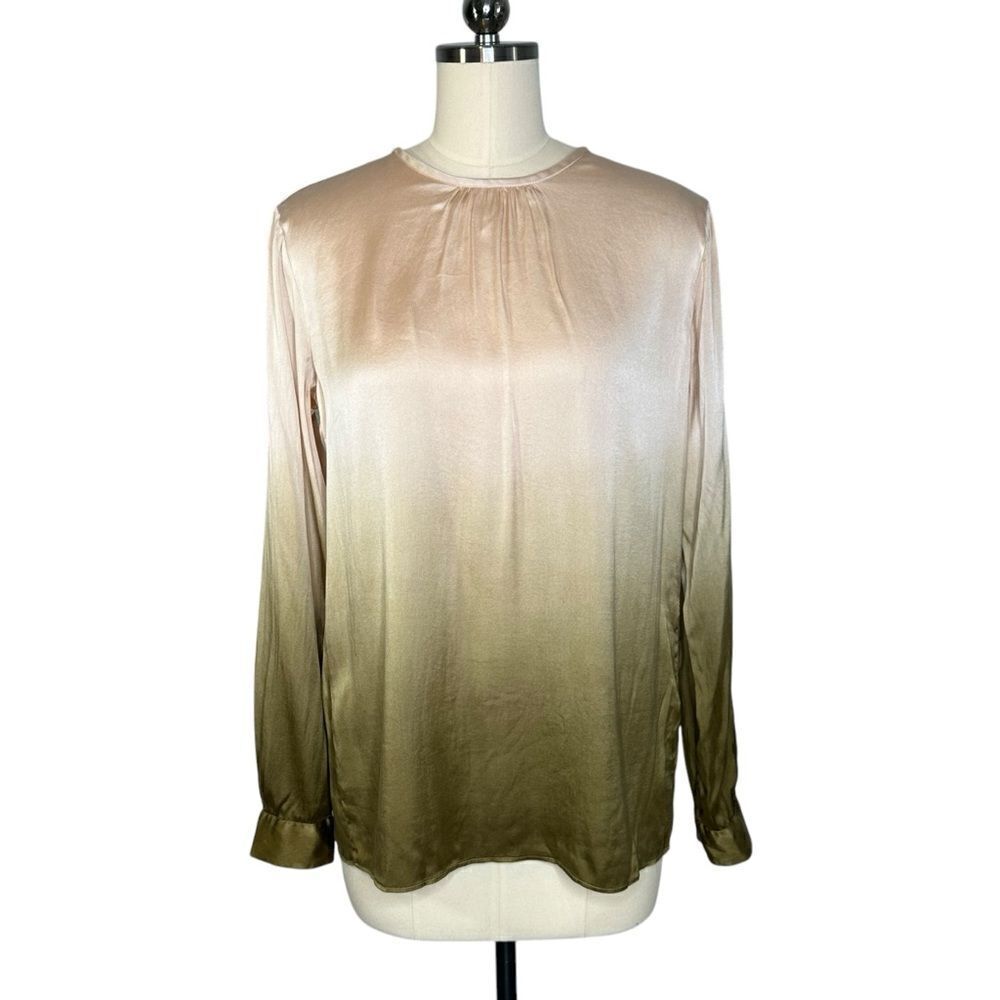 Le Sarte Pettegole Silk Pink Green Ombre Long Sleeve Blouse | 6